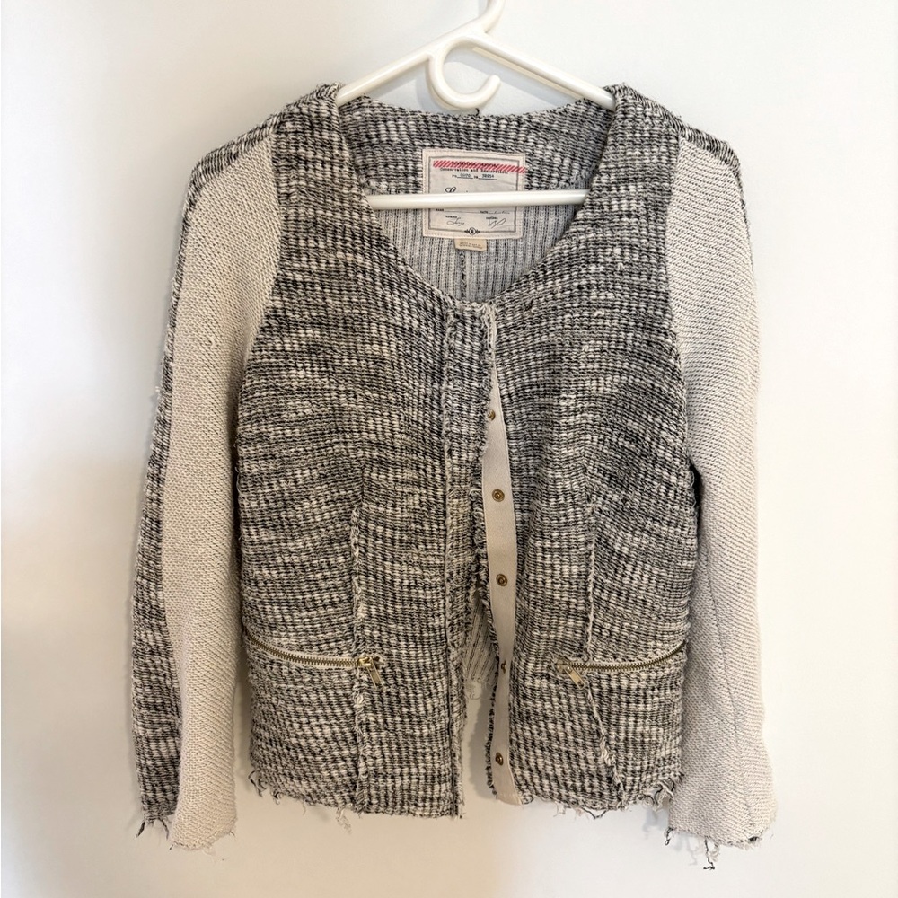 Anthropologie Cartonnier Crop soft tweed sweater jacket